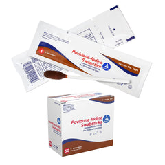 Dynarex paquete frontal mostrando caja y 50 hisopos, conveniente para botiquín