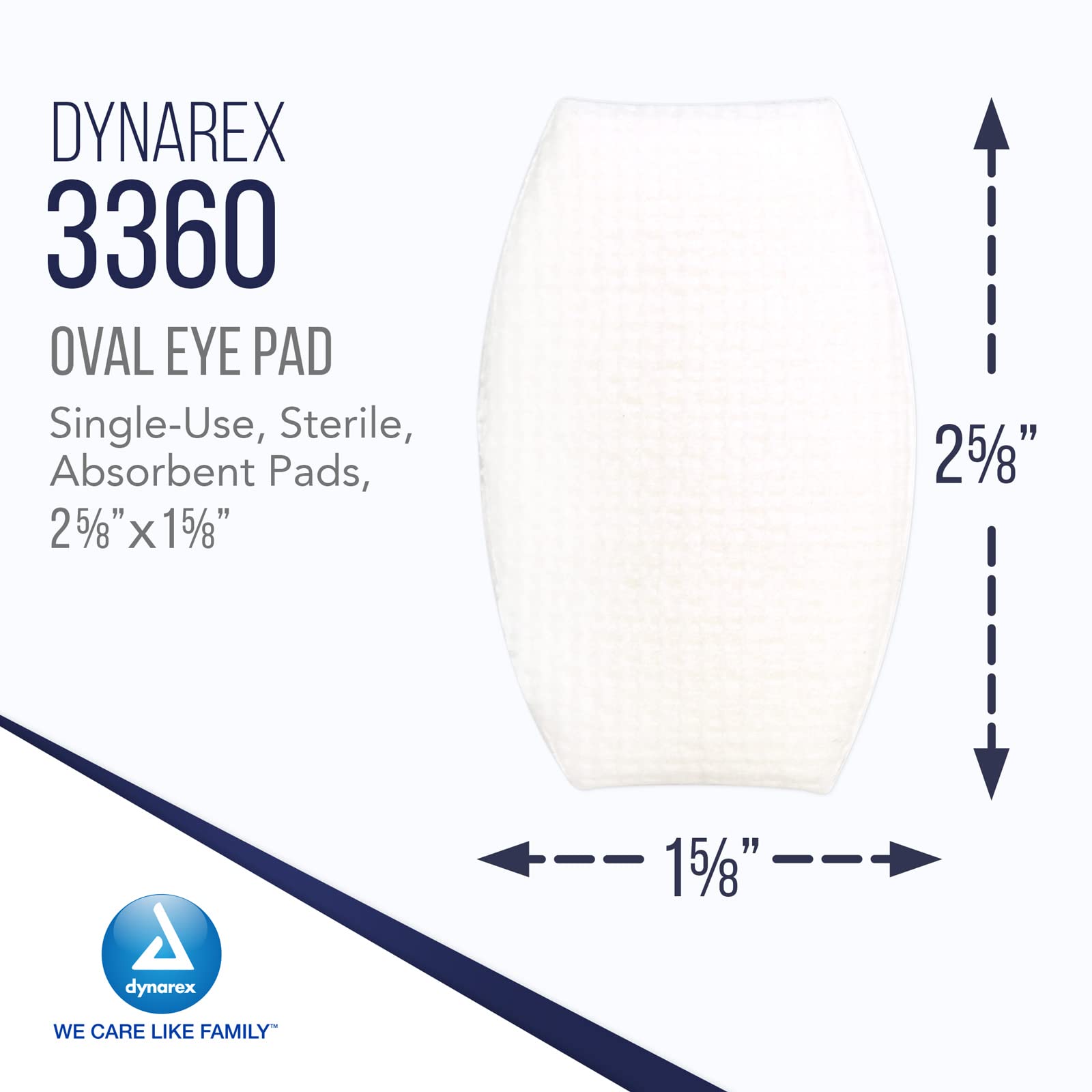 Dynarex parche ovalado primer plano que resalta ajuste cómodo y absorbente