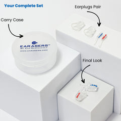 Earasers caja y accesorios incluyendo estuche para almacenamiento seguro