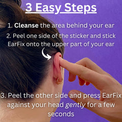 EarFix comparación de tamaño en mano enfatizando portabilidad