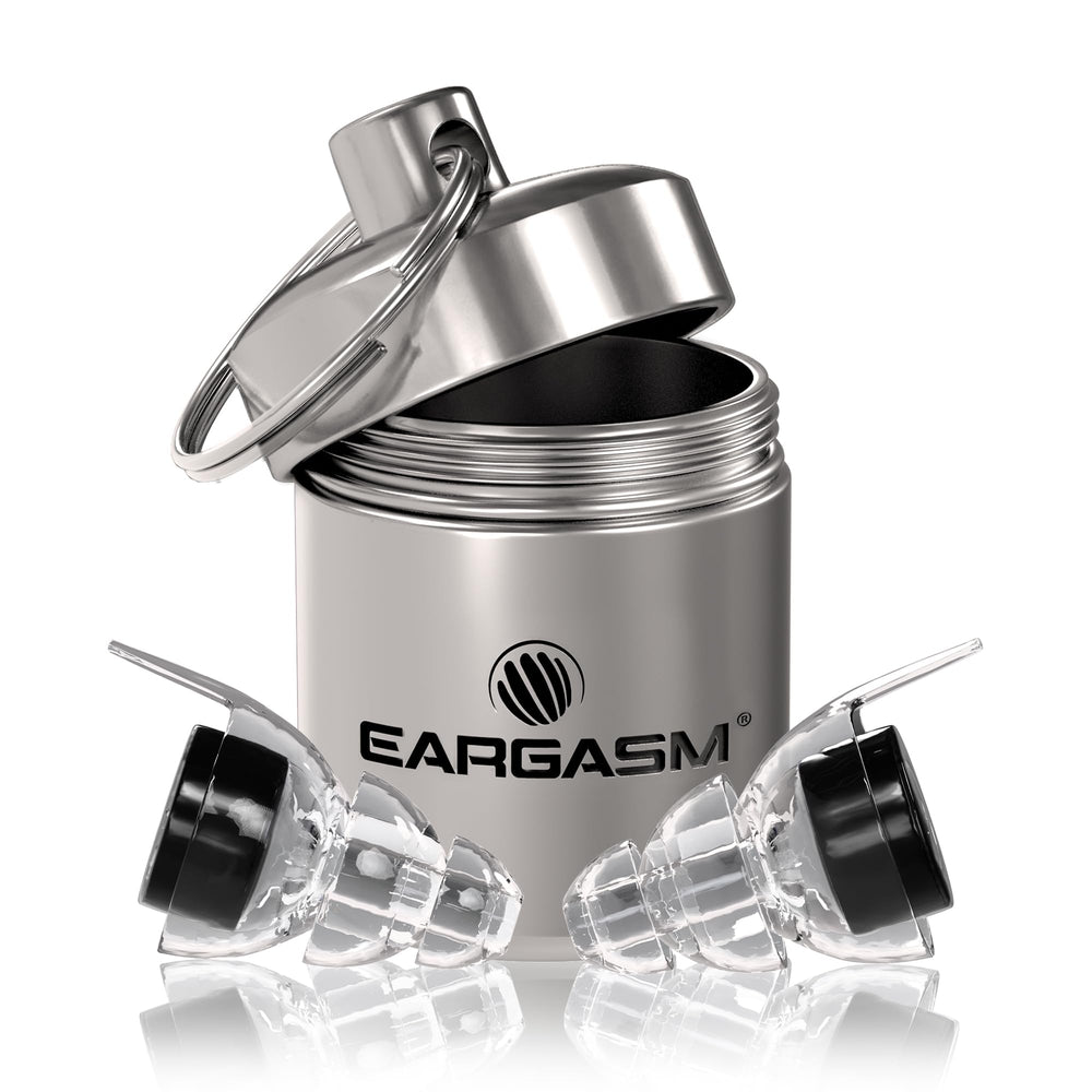 Eargasm tapones frontales con diseño negro, protección discreta