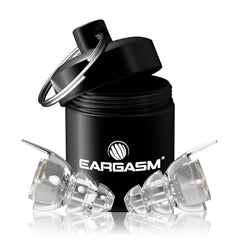 Eargasm vista frontal del tapón transparente con estética discreta y protección