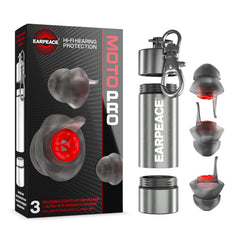 EarPeace frontal del empaque mostrando tapones y beneficios