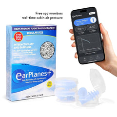 EarPlanes comparación de tamaño en mano ideal para llevar en viaje