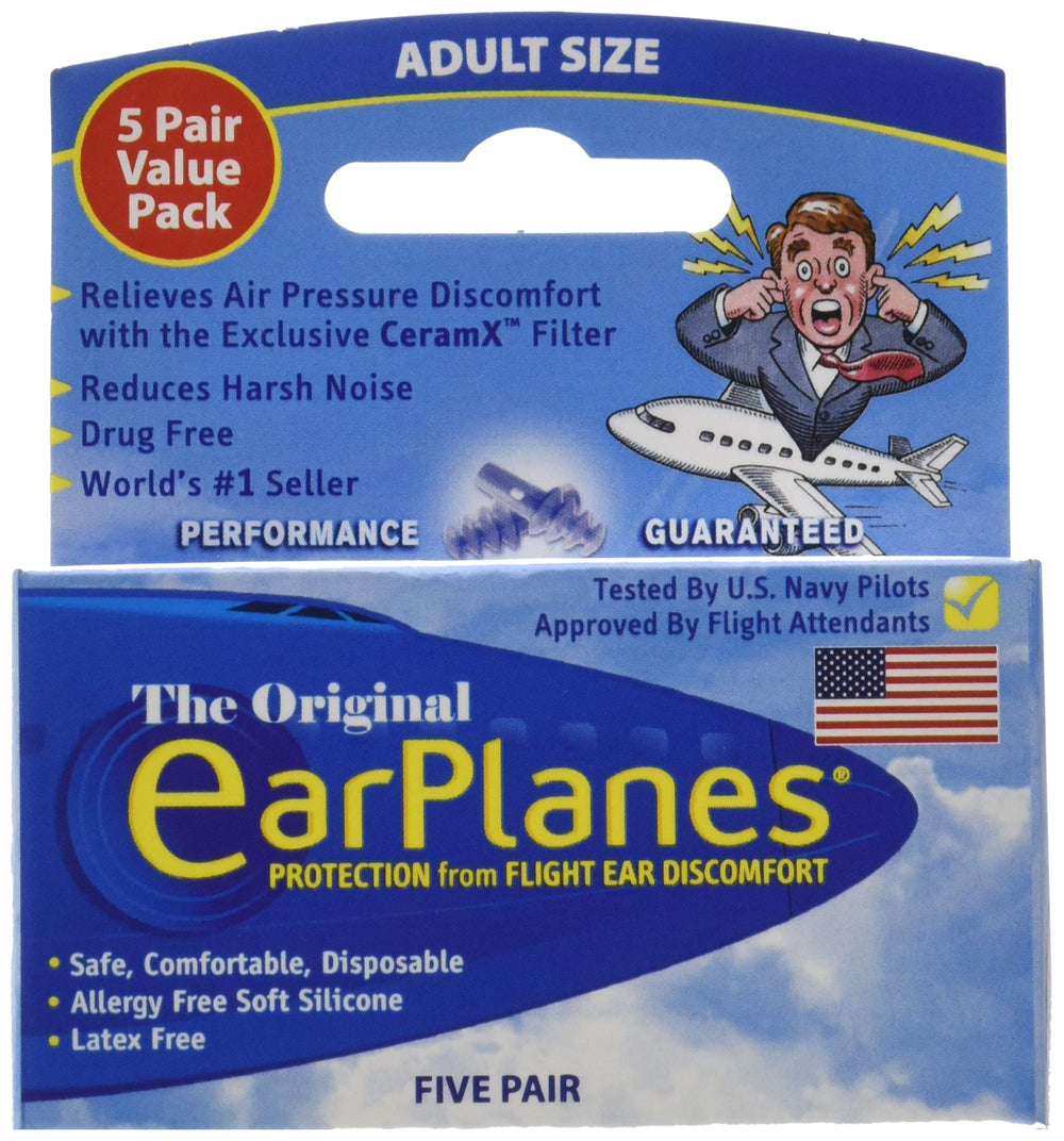 EarPlanes en uso por pasajero en avión mejorando confort y reduciendo ruido