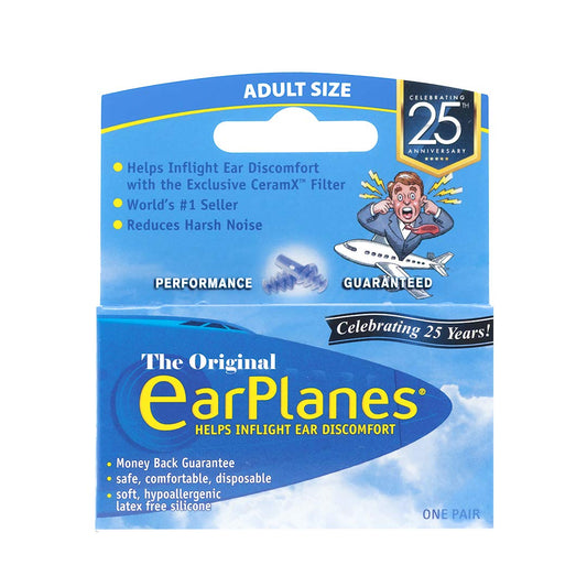 EarPlanes empaque frontal mostrando par y beneficios de confort