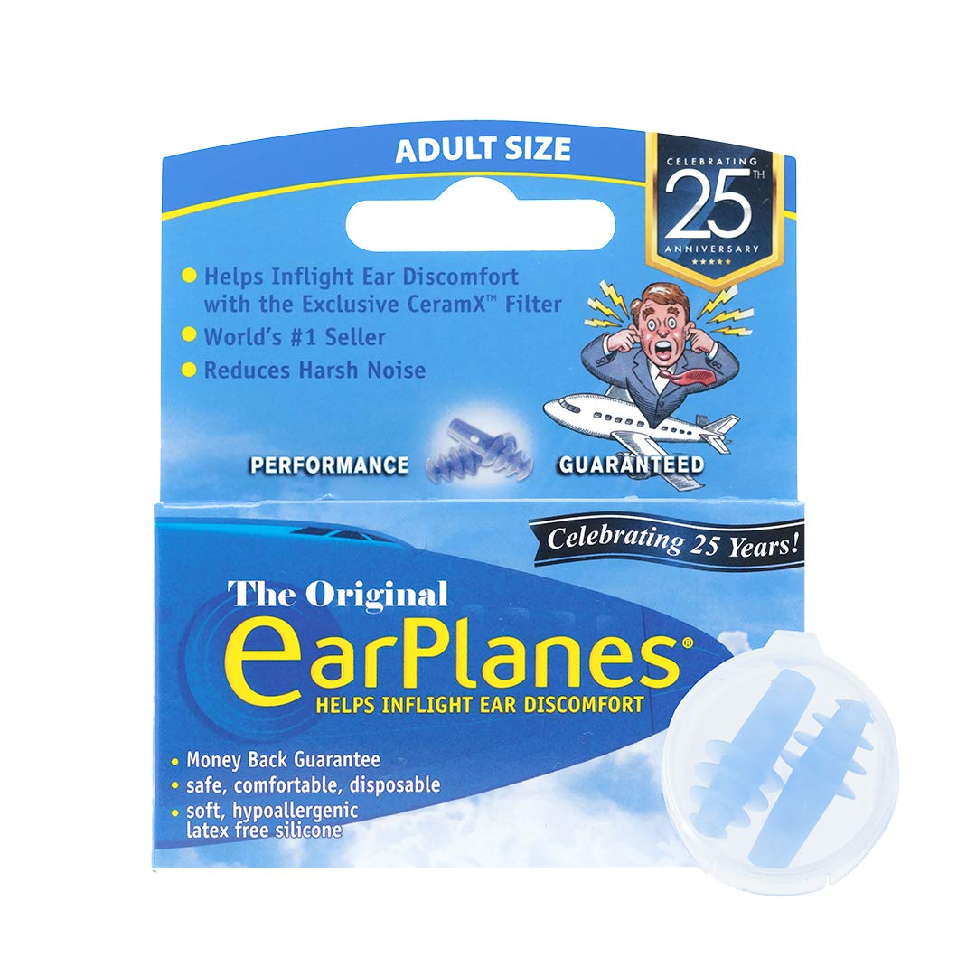 EarPlanes en uso por pasajero disminuyendo molestias auditivas