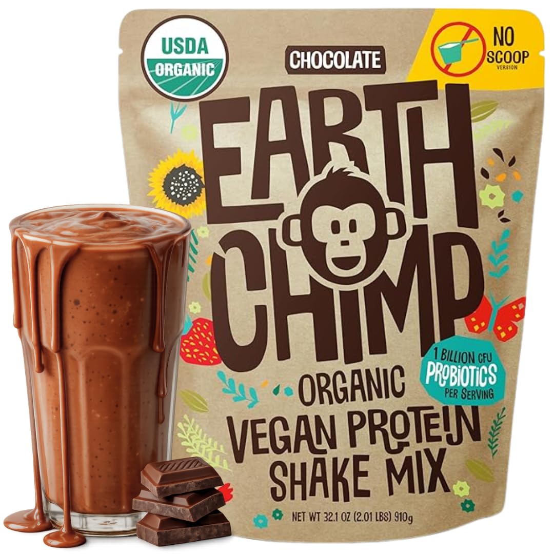 EarthChimp frente del envase en chocolate mostrando beneficio orgánico