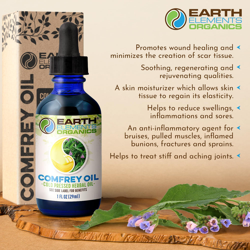 Earth Elements Organics comparación de tamaño del frasco con objetos cotidianos, referencia de escala