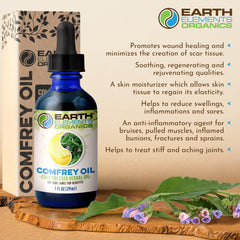 Earth Elements Organics comparación de tamaño del frasco con objetos cotidianos, referencia de escala
