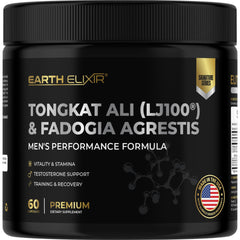 Earth Elixir envase frontal mostrando fórmula y beneficios