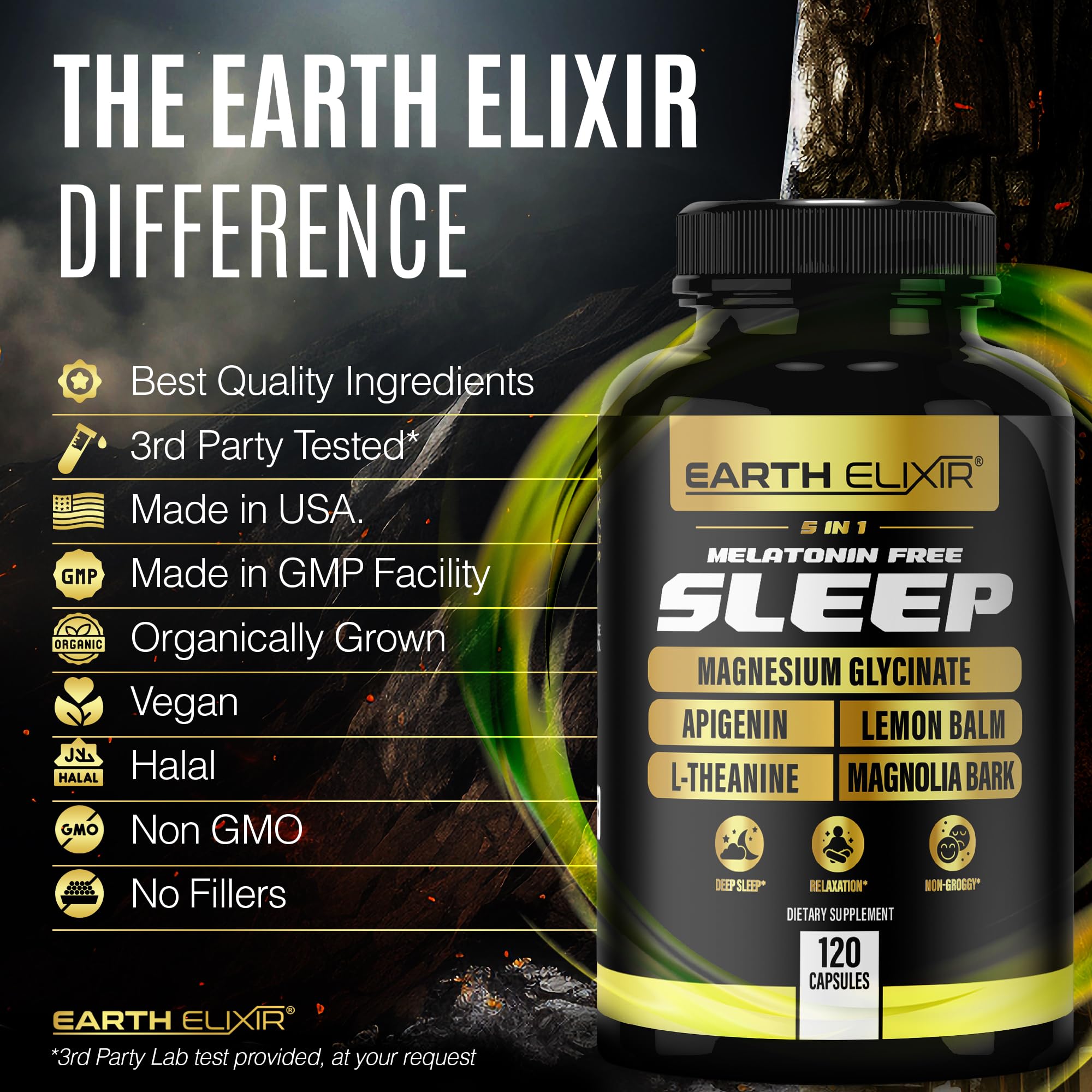 Earth Elixir en ambiente nocturno mostrando relajación rutinaria
