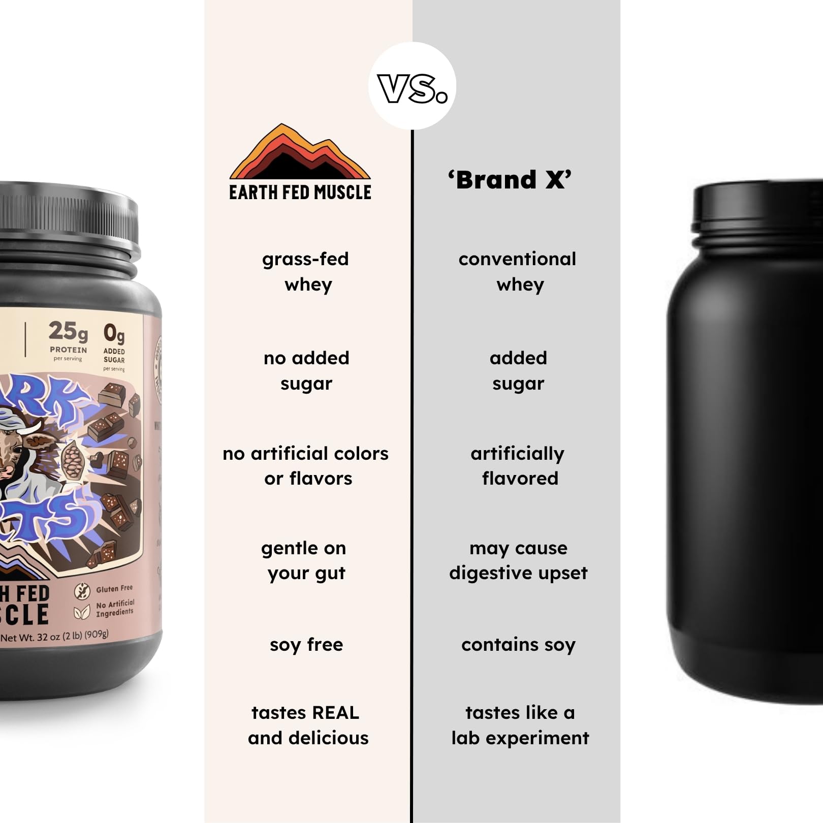 Earth Fed Muscle batido en vaso listo para recuperación tras ejercicio