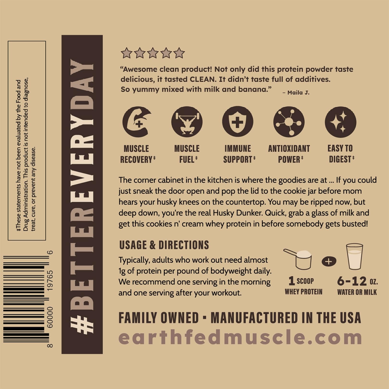 Earth Fed Muscle certificado de pruebas de terceros garantizando pureza