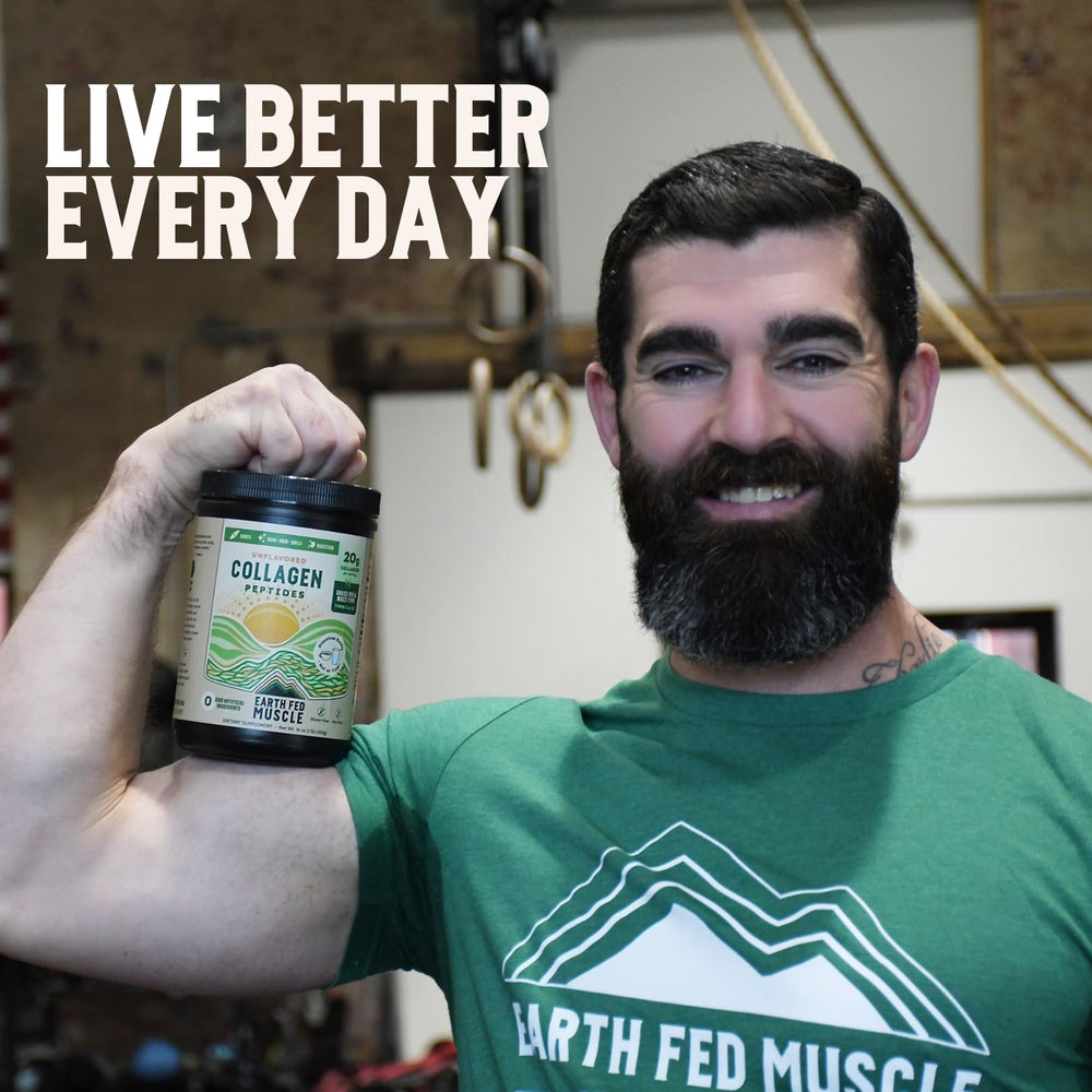 Earth Fed Muscle batido proteico listo para consumir tras mezclar polvo
