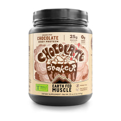 Earth Fed Muscle envase frontal mostrando etiqueta y sabor chocolate