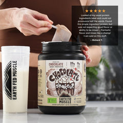 Earth Fed Muscle etiqueta y tabla nutricional con certificación visible