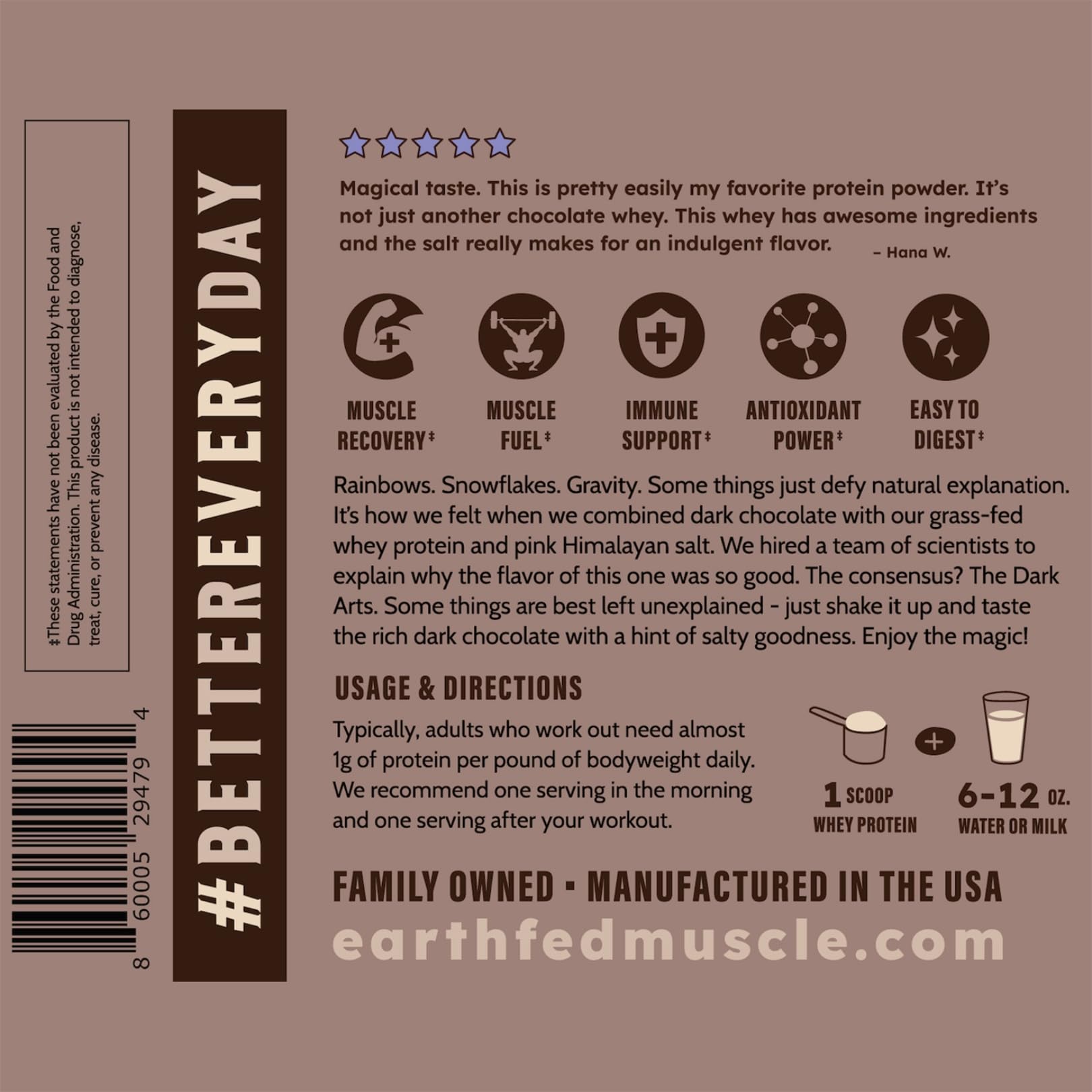 Earth Fed Muscle polvo disuelto sin grumos gracias a lecitina de girasol
