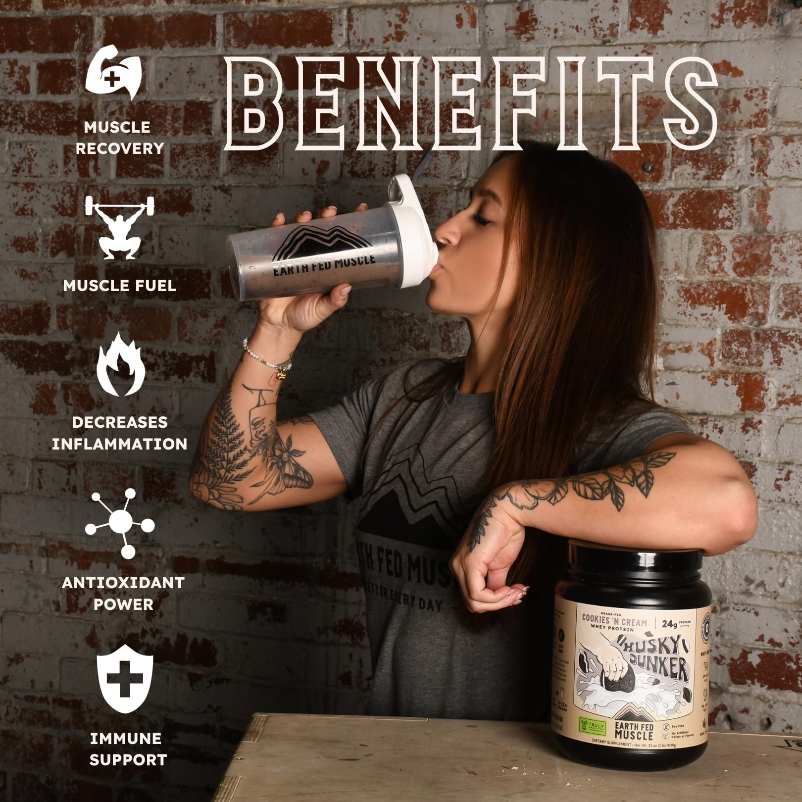 Earth Fed Muscle polvo mezclado con textura cremosa y fácil disolución