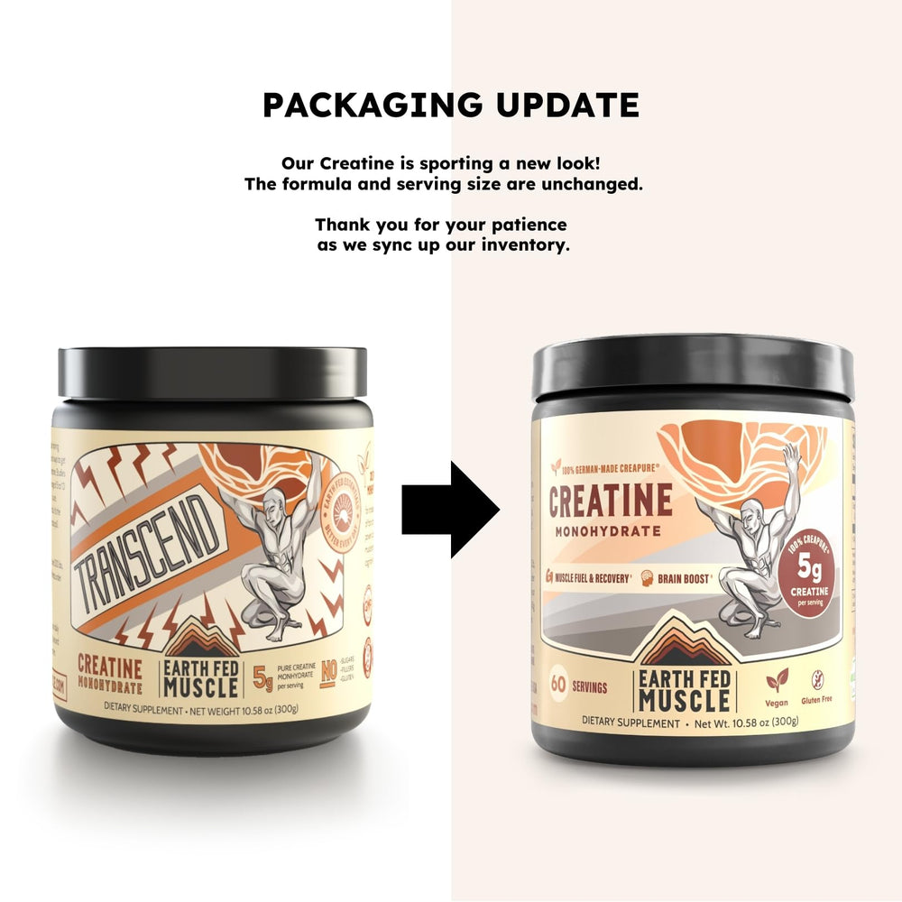 Earth Fed Muscle polvo fino en primer plano, textura que facilita mezcla