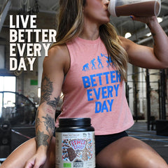 Pancakes proteicos preparados con Earth Fed Muscle para desayuno nutritivo