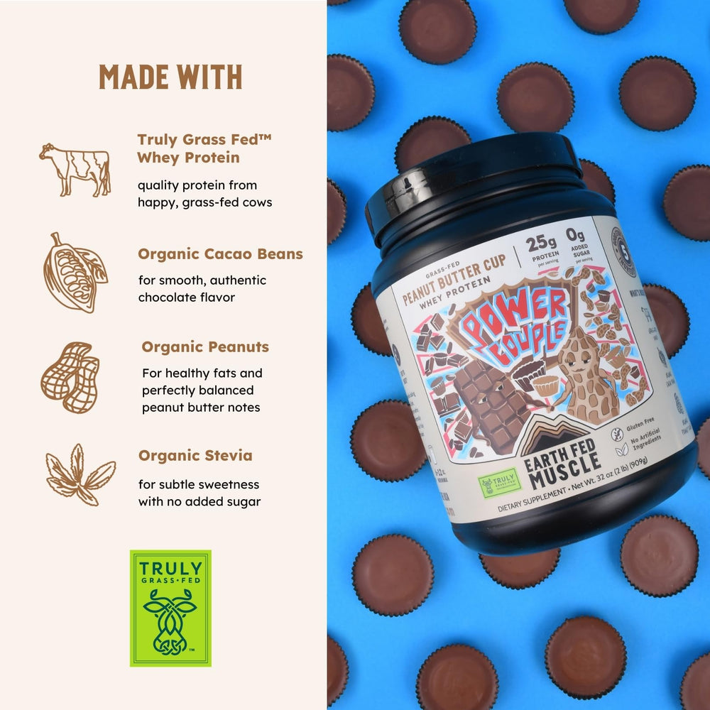 Vaso con batido Earth Fed Muscle listo para recuperación y energía