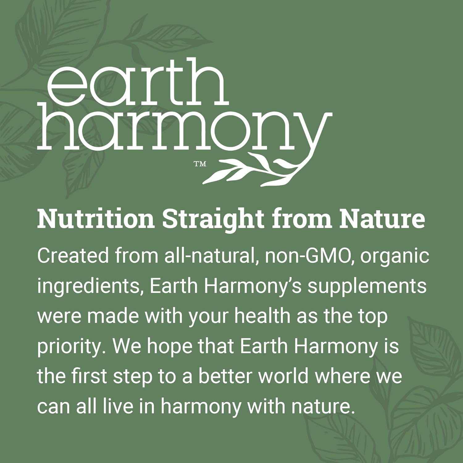 Frasco Earth Harmony Naturals junto a mano para comparar tamaño y porciones visibles