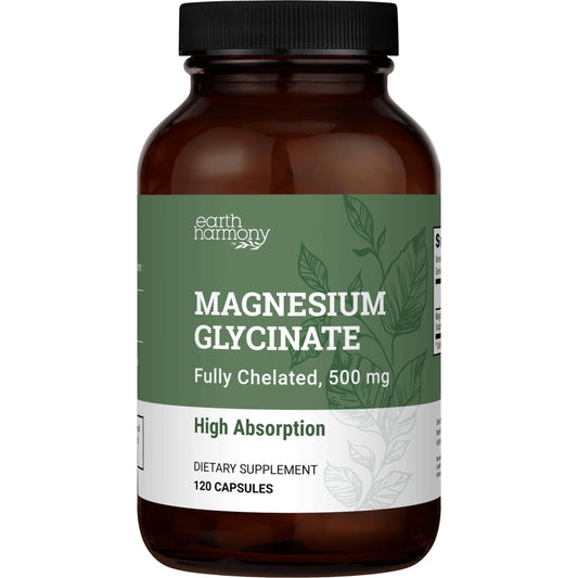Earth Harmony Naturals frente del envase mostrando dosis y beneficios