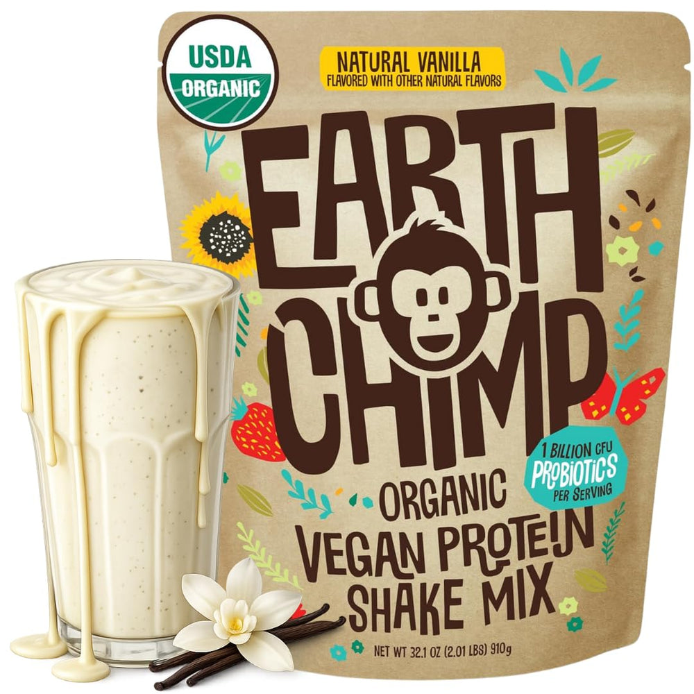 EarthChimp envase frontal vainilla mostrando diseño y beneficios