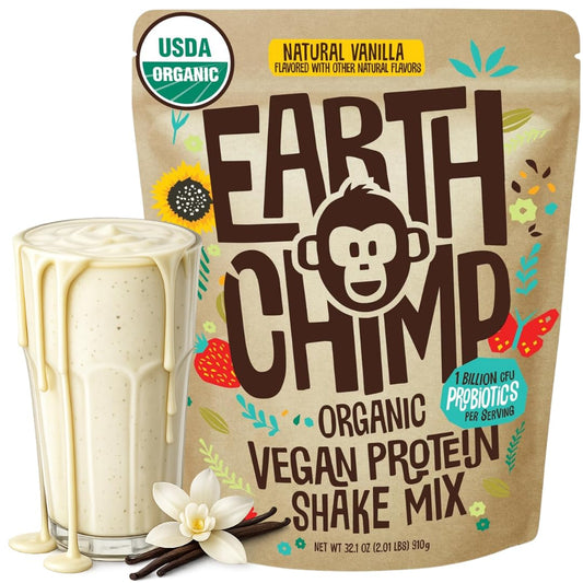 EarthChimp envase frontal vainilla mostrando diseño y beneficios