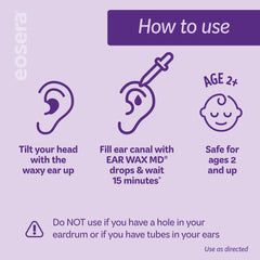 Earwax MD eosera aplicación en un niño acostado, uso fácil y controlado