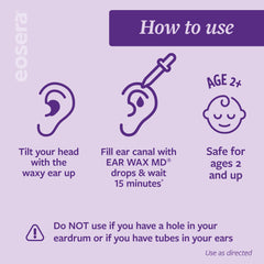 Persona aplicando Earwax MD con vial, muestra uso doméstico seguro