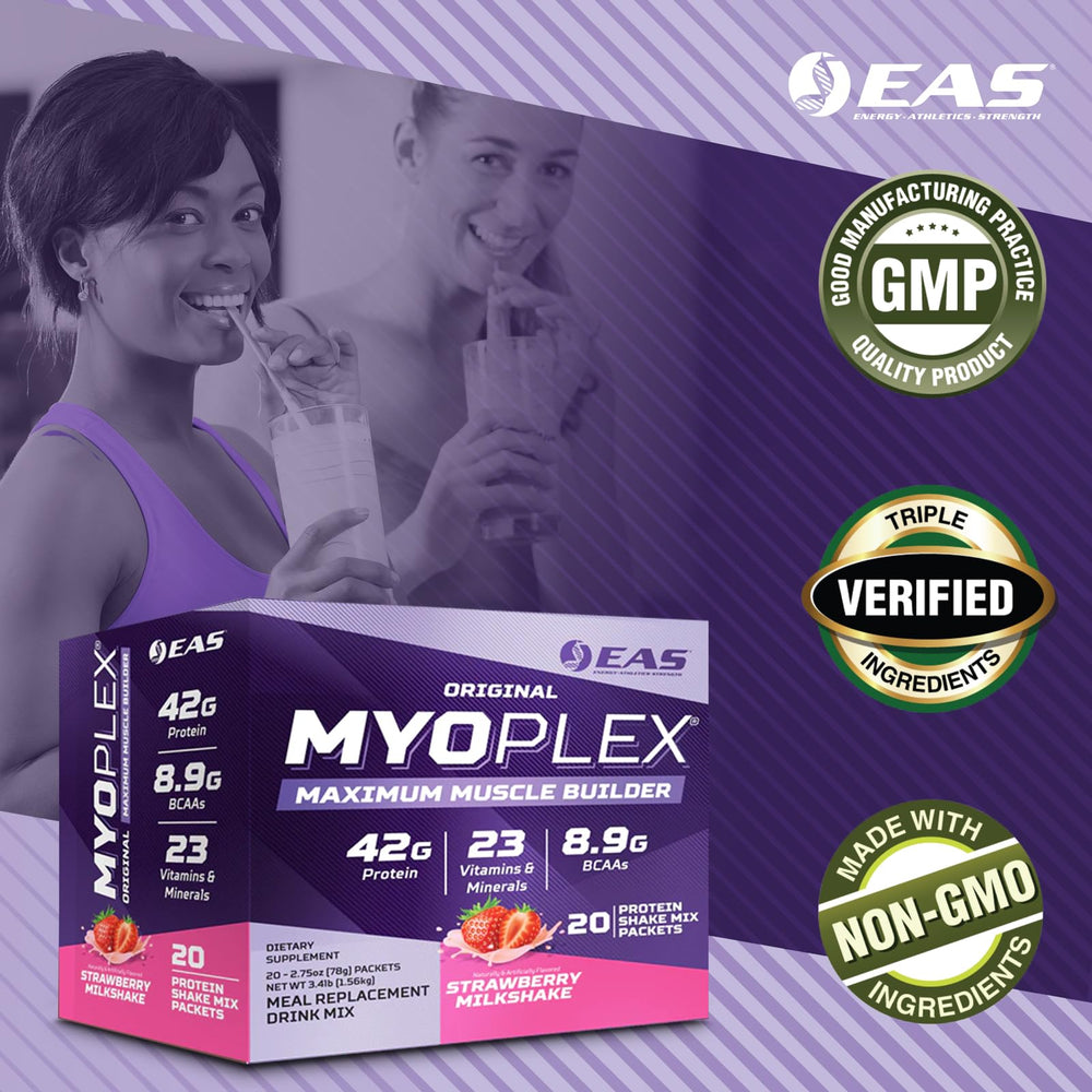 EAS Myoplex batido preparado en vaso aportando recuperación rápida