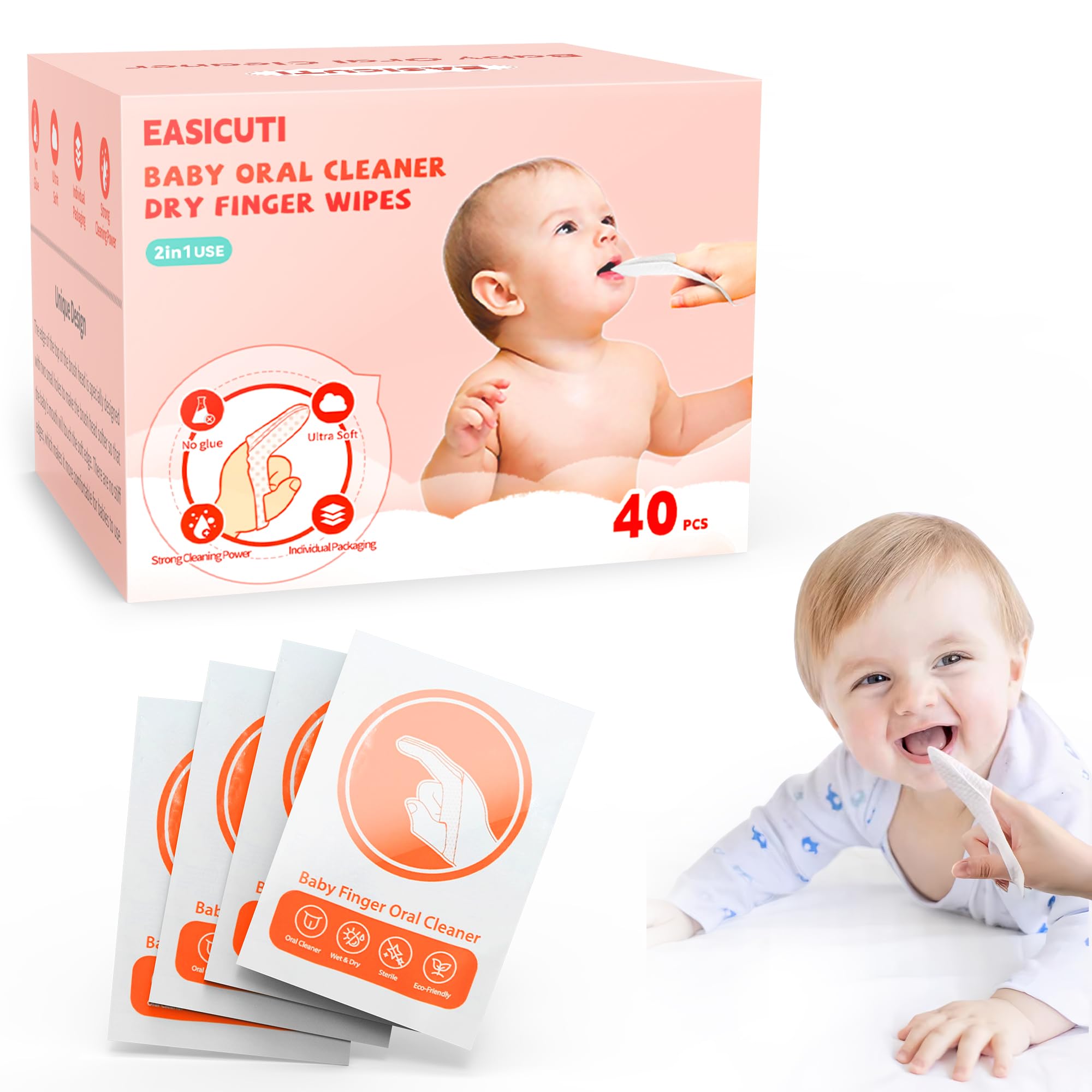 EASICUTI empaque frontal con 40 toallitas, práctico y listo para llevar
