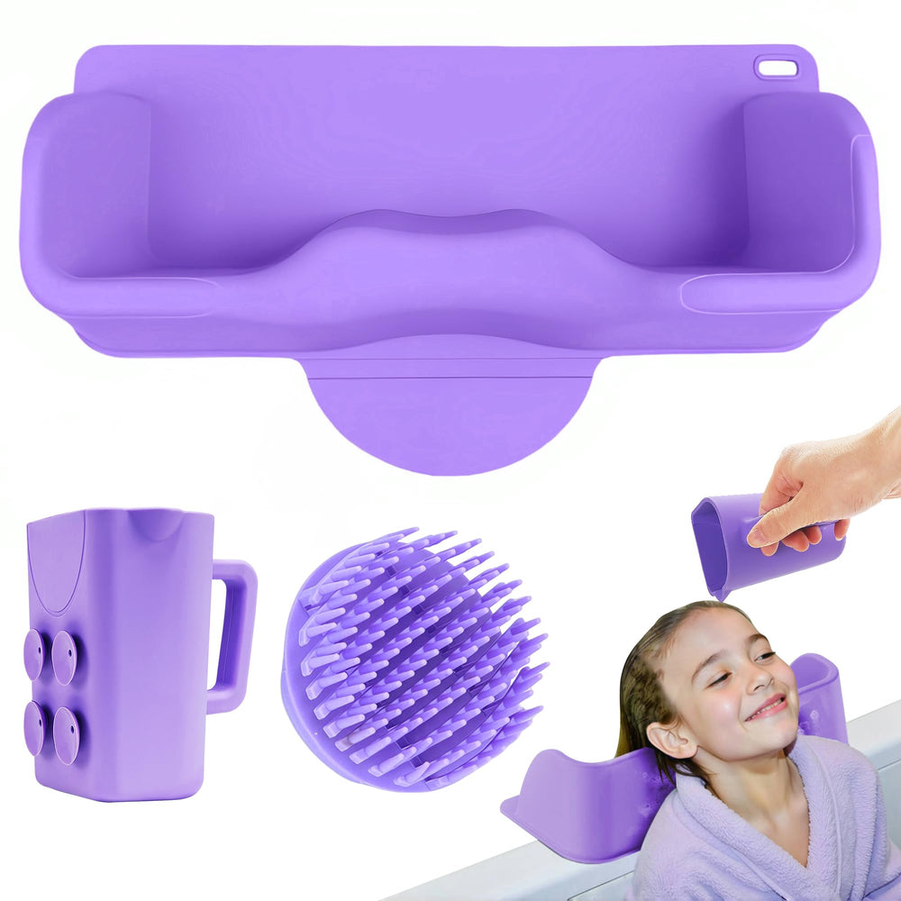 EASICUTI vista frontal del lavabo morado y su diseño compacto que facilita el transporte