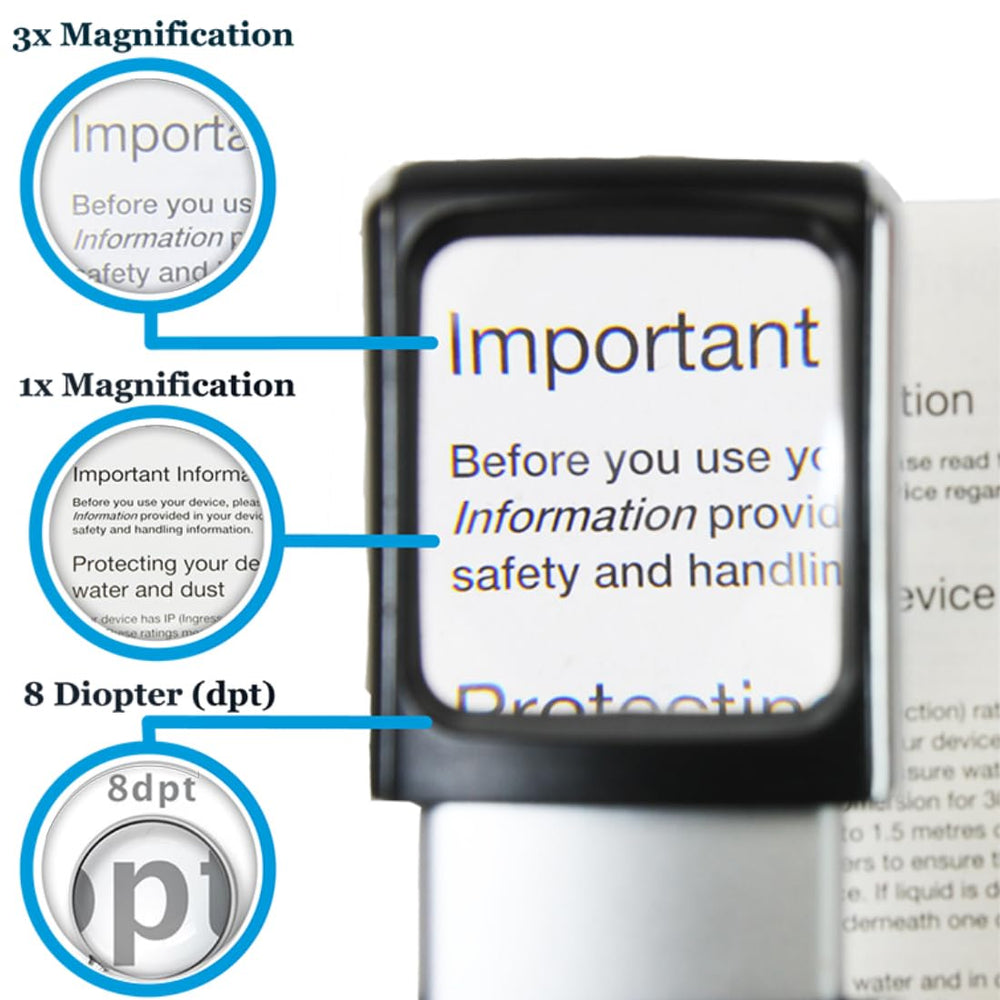 easy magnifier comparación de tamaño en mano, portátil y cómoda