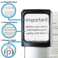 easy magnifier comparación de tamaño en mano, portátil y cómoda