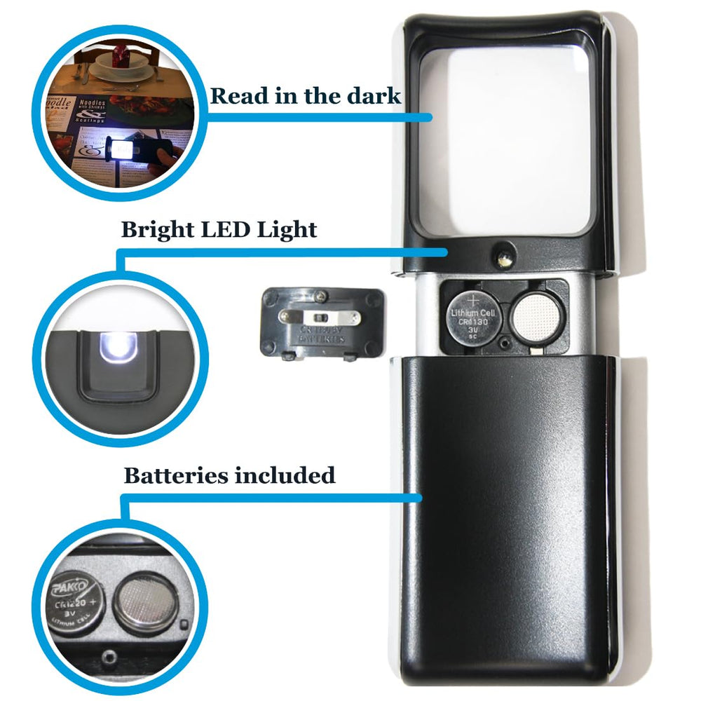 easy magnifier luz LED activa en ambiente oscuro, mayor contraste