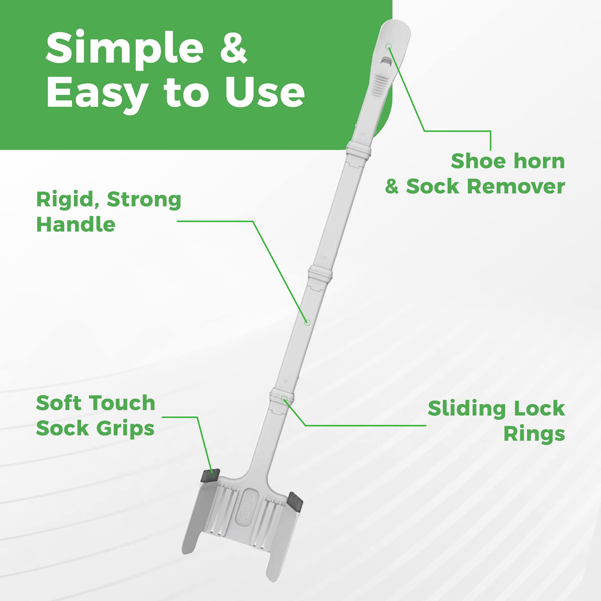 Easy To Use Products retirando calcetín fácilmente reduciendo esfuerzo lumbar