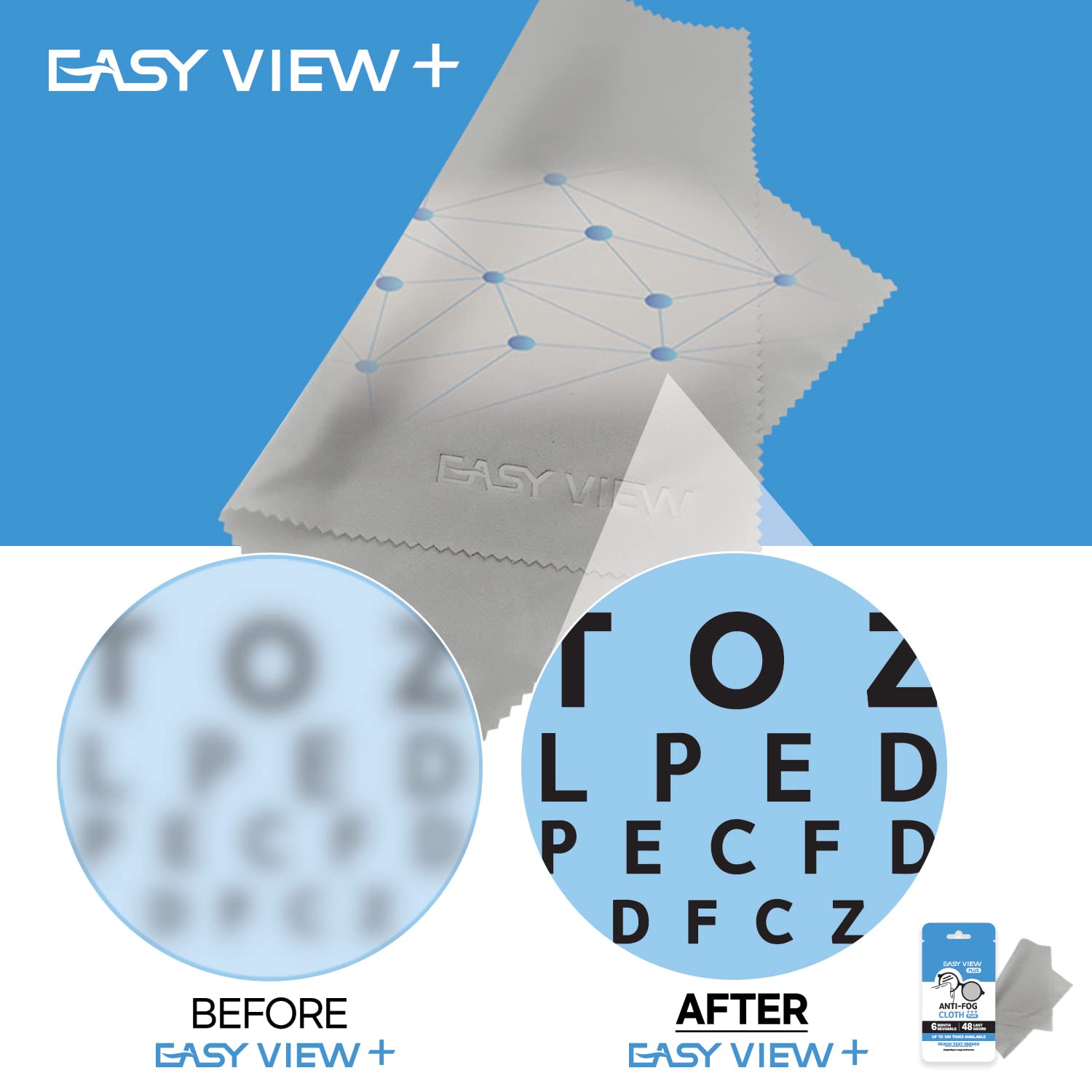 Easy View etiqueta con información de nanotecnología y durabilidad