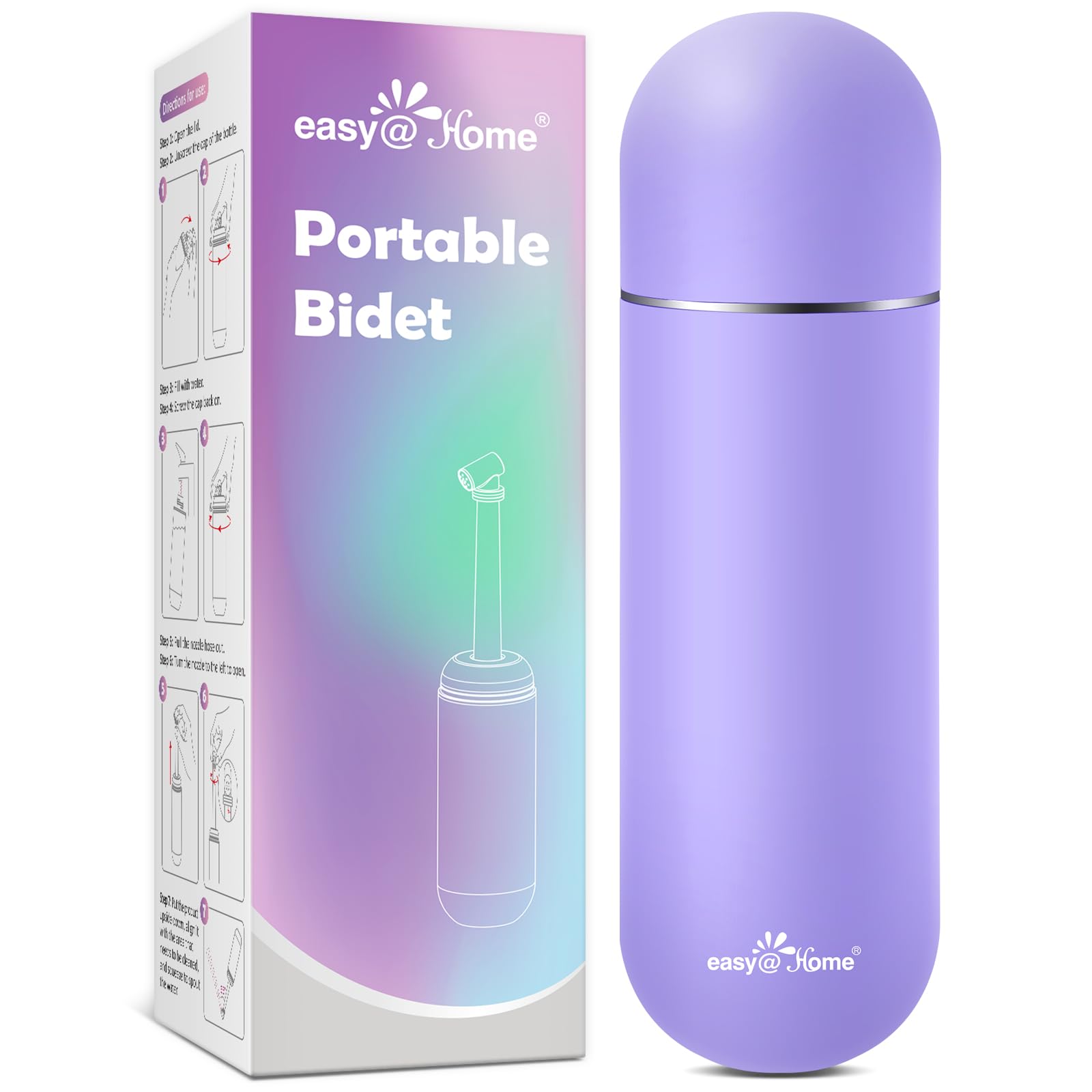 easy@Home vista frontal del peri bottle, limpieza íntima práctica