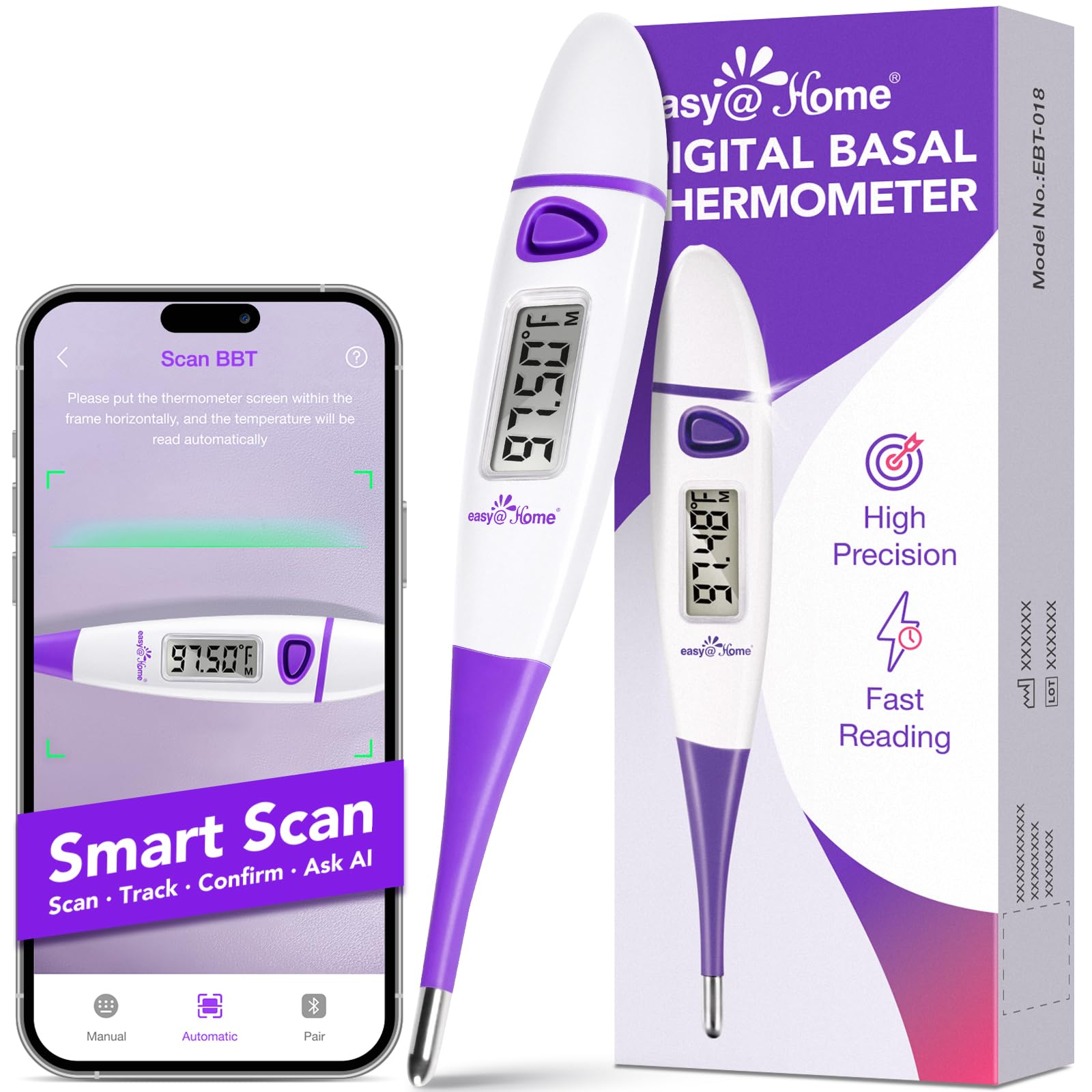 Easy@Home termómetro frontal mostrando diseño compacto y fácil agarre