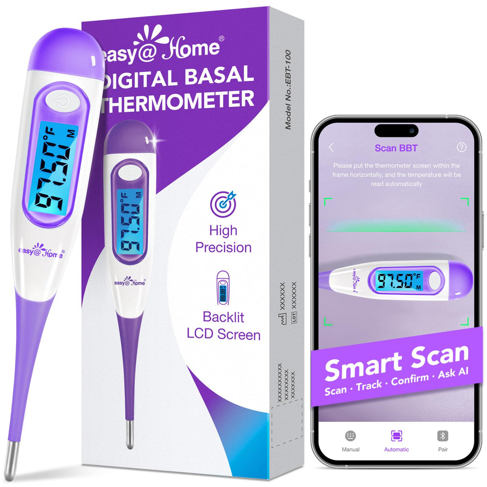 Easy@Home termómetro EBT-100B-P frontal, lectura clara y profesional