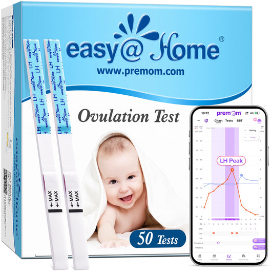 Easy@Home envase delantero mostrando 50 tiras y ventaja de cantidad