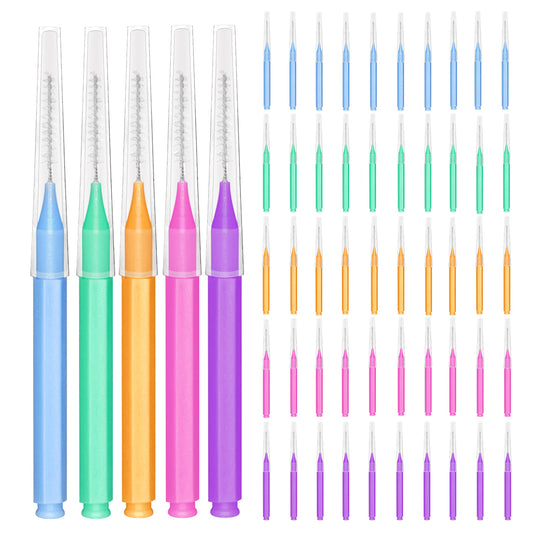 EasyHonor paquete frontal de 50 cepillos interdentales, variedad de colores para limpieza eficaz