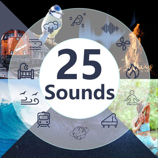 Easysleep: 25 sonidos relajantes, vista de la selección de sonidos.