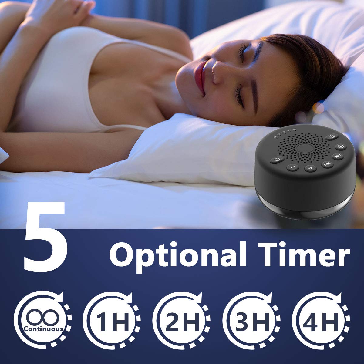 Easysleep controles de volumen y temporizador para adaptar el sueño.