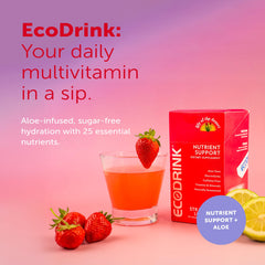 Lily of the Desert Eco Drink textura disuelta en agua, resalta apariencia clara y fresca