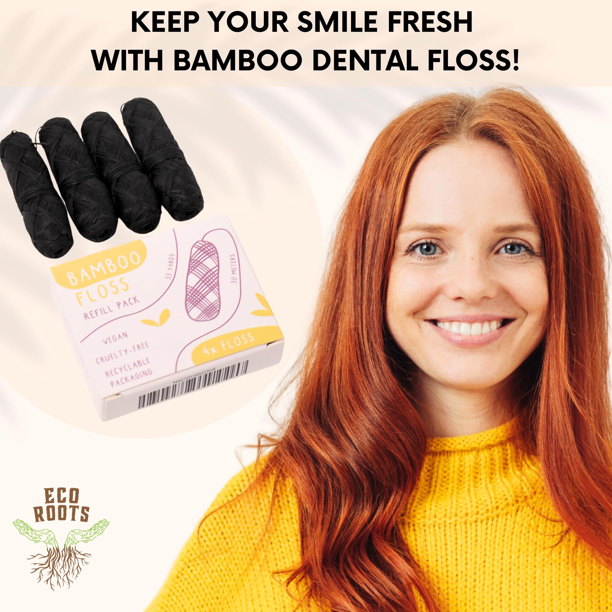 ECO ROOTS ambiente de baño minimalista destacando estética y vida sin plásticos