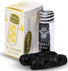 ECO ROOTS frasco con hilos delanteros mostrando diseño reutilizable y ahorro